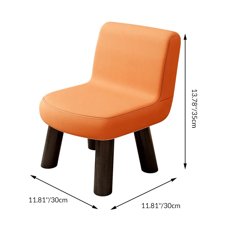 Contemporary Scandinavian Square High-Quality Faux Leather Pine Wood Backrest Kids Low Stool For Living Room