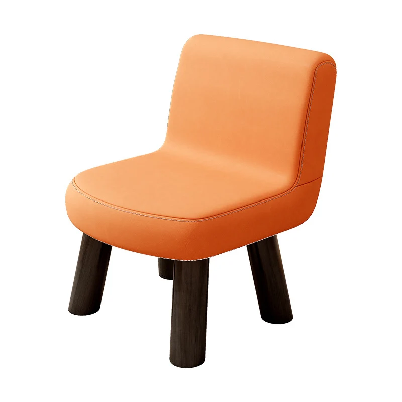 Contemporary Scandinavian Square High-Quality Faux Leather Pine Wood Backrest Kids Low Stool For Living Room