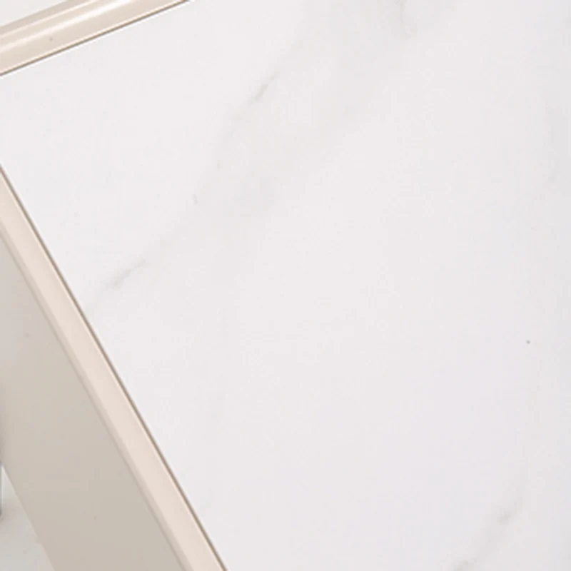 Contemporary Scandinavian Square Cream White 2-Drawer Storage Nightstand - Stone Slab Top Bedside Table For Bedroom