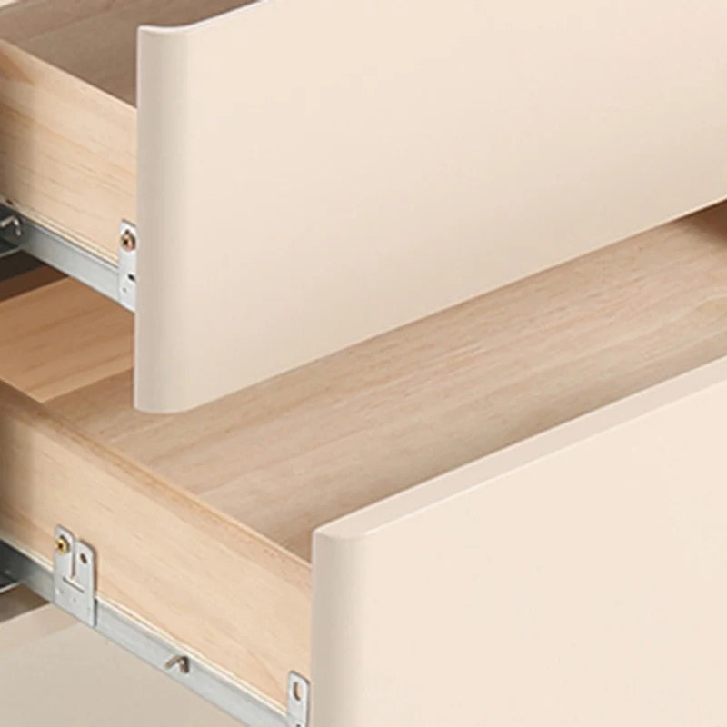 Contemporary Scandinavian Square Cream White 2-Drawer Storage Nightstand - Stone Slab Top Bedside Table For Bedroom