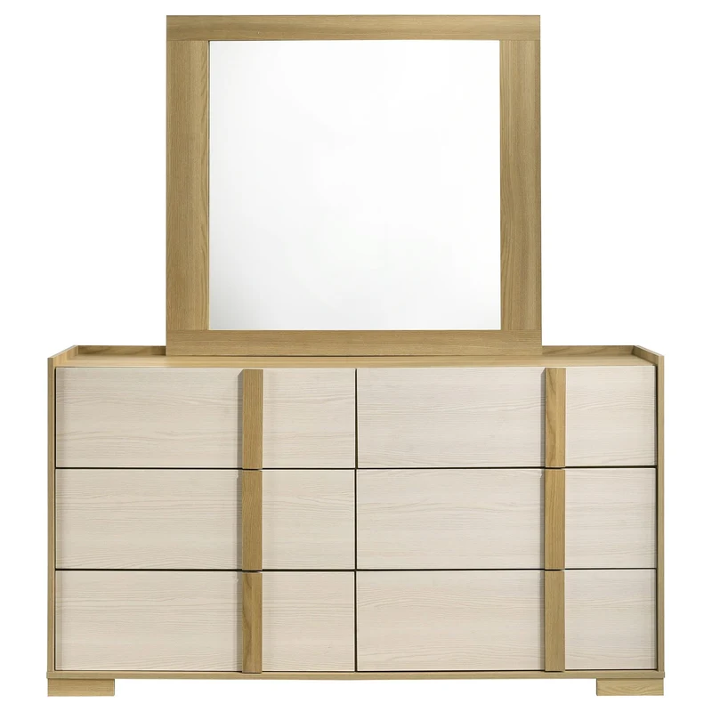Coaster Furniture Hyland 215653M 6-Drawer Dresser with Mirror - Natural