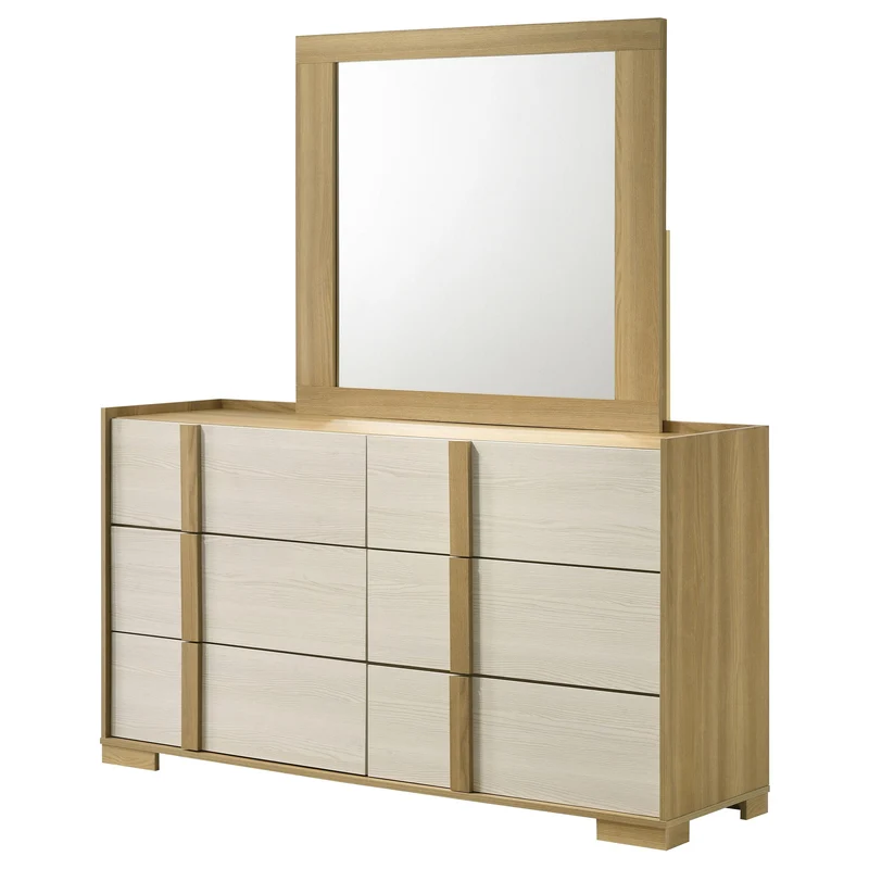 Coaster Furniture Hyland 215653M 6-Drawer Dresser with Mirror - Natural