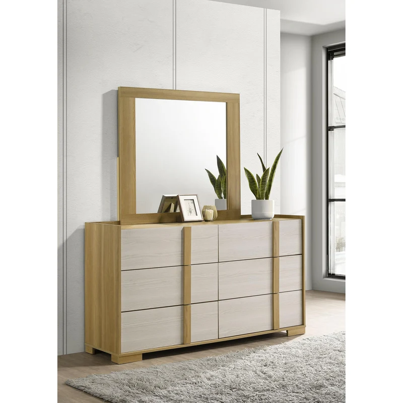 Coaster Furniture Hyland 215653M 6-Drawer Dresser with Mirror - Natural