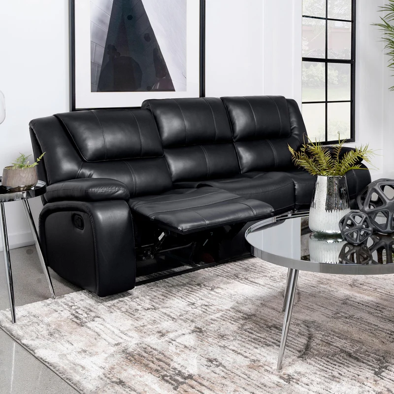 Coaster Furniture Camila 610244 Upholstered Motion Reclining Sofa - Black