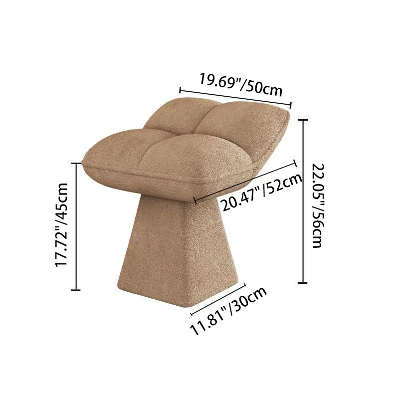 Contemporary Nordic Four-Leaf Clover Shape Chenille Plywood Rotatable Vanity Stool Backless For Bedroom