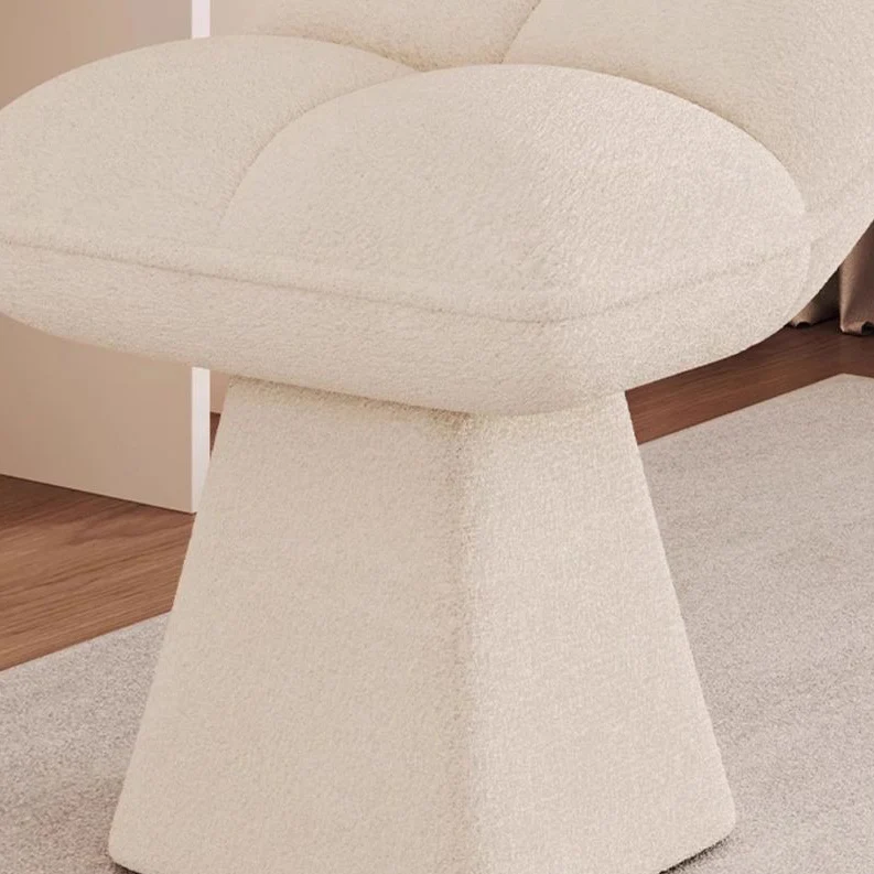 Contemporary Nordic Four-Leaf Clover Shape Chenille Plywood Rotatable Vanity Stool Backless For Bedroom