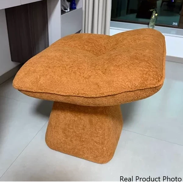 Contemporary Nordic Four-Leaf Clover Shape Chenille Plywood Rotatable Vanity Stool Backless For Bedroom