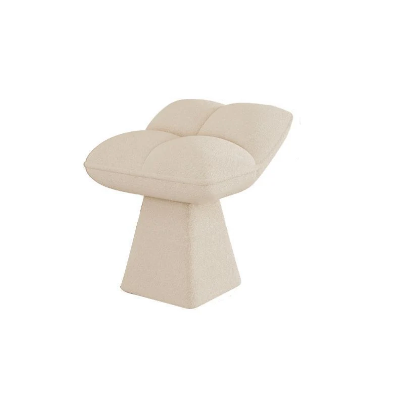 Contemporary Nordic Four-Leaf Clover Shape Chenille Plywood Rotatable Vanity Stool Backless For Bedroom