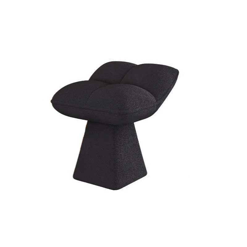 Contemporary Nordic Four-Leaf Clover Shape Chenille Plywood Rotatable Vanity Stool Backless For Bedroom