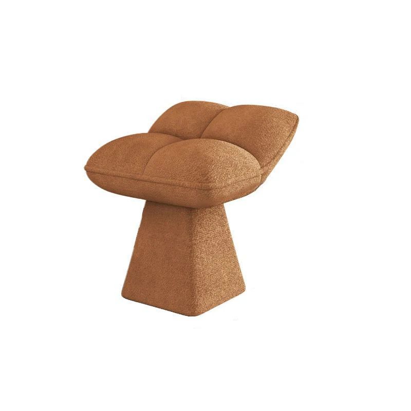 Contemporary Nordic Four-Leaf Clover Shape Chenille Plywood Rotatable Vanity Stool Backless For Bedroom