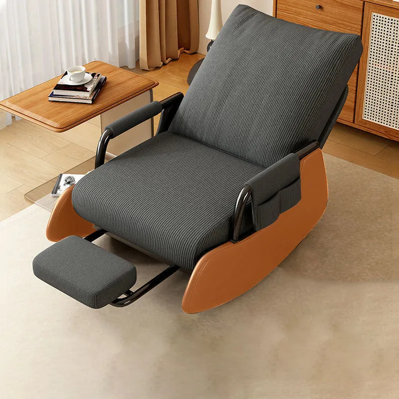 Modern Minimalist Corduroy Faux Leather Solid Wood Carbon Steel Rectangular Accent Chair Adjustable Backrest Armrest For Living Room