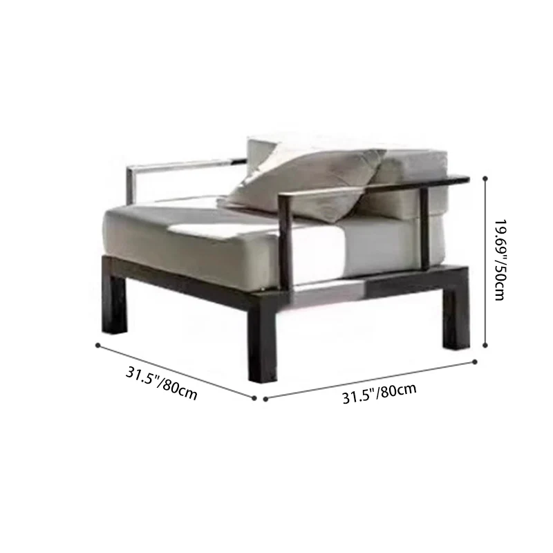 Modern Minimalist Rectangular Aluminum Alloy Fabric Sponge Accent Chair Backrest Armrest For Outdoor Patio