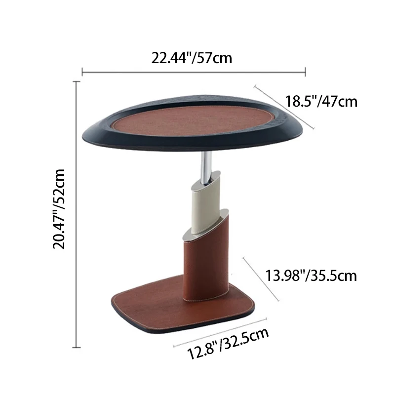 Modern Art Deco Irregular Triangular Saddle-Style Faux Leather Carbon Steel Stainless Steel Side Table 1-Tier For Living Room