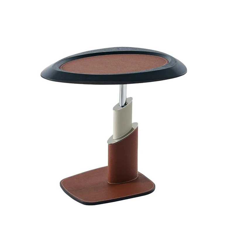 Modern Art Deco Irregular Triangular Saddle-Style Faux Leather Carbon Steel Stainless Steel Side Table 1-Tier For Living Room
