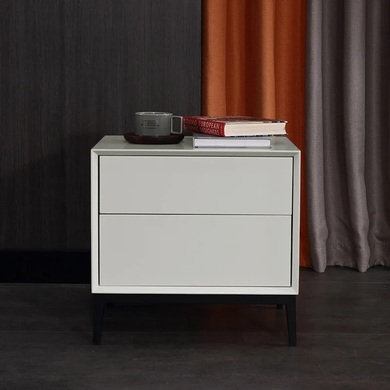 Industrial Style Nightstand - Heavy-Duty Carbon Steel Bedside Table 2-Drawer For Bedroom & Living Room