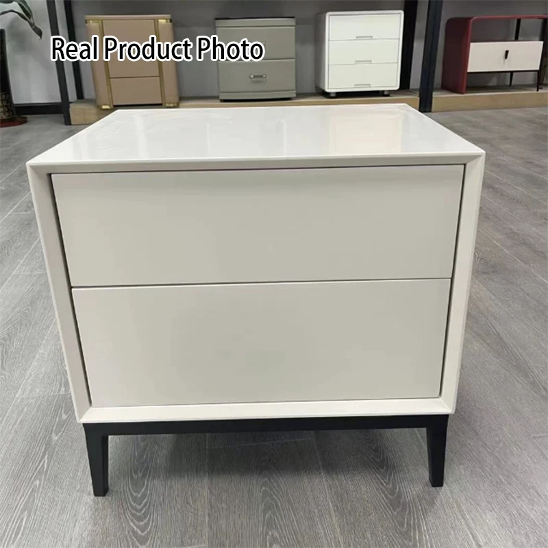 Industrial Style Nightstand - Heavy-Duty Carbon Steel Bedside Table 2-Drawer For Bedroom & Living Room
