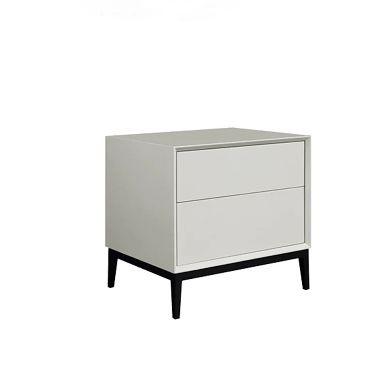Industrial Style Nightstand - Heavy-Duty Carbon Steel Bedside Table 2-Drawer For Bedroom & Living Room