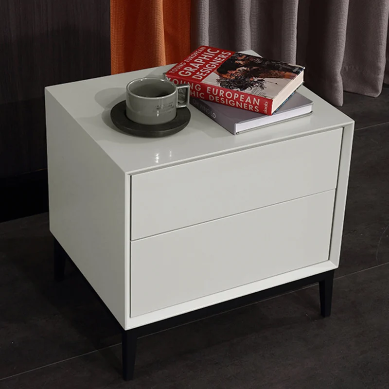 Industrial Style Nightstand - Heavy-Duty Carbon Steel Bedside Table 2-Drawer For Bedroom & Living Room