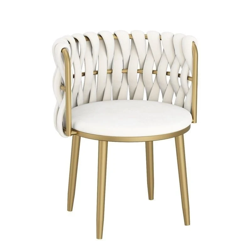 Modern Minimalist Round Cushion Velvet Fabric Iron Sponge Vanity Stool Backrest Armrest For Bedroom