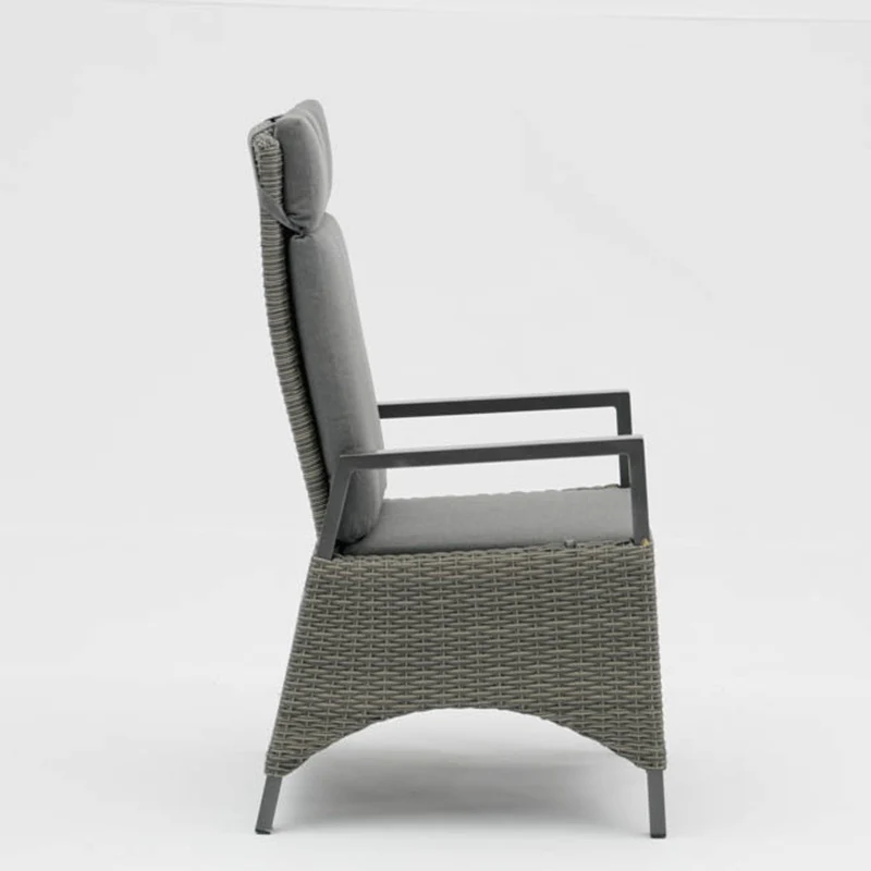 Modern Minimalist Rectangular Cushion Polyethylene Rattan Aluminum Polyester Fabric Sponge Outdoor Chair Backrest Armrest For Garden