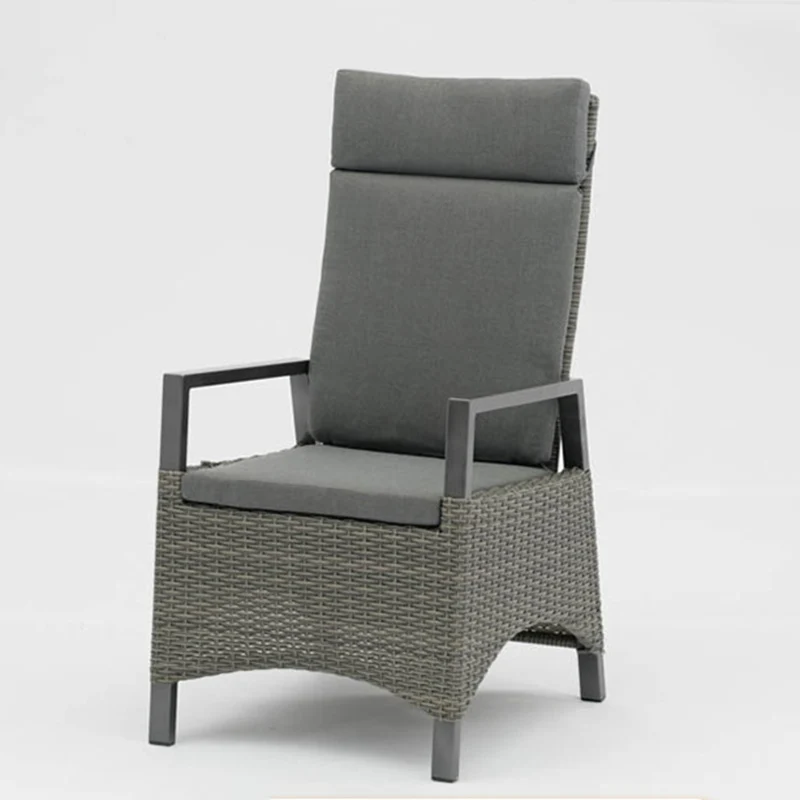 Modern Minimalist Rectangular Cushion Polyethylene Rattan Aluminum Polyester Fabric Sponge Outdoor Chair Backrest Armrest For Garden
