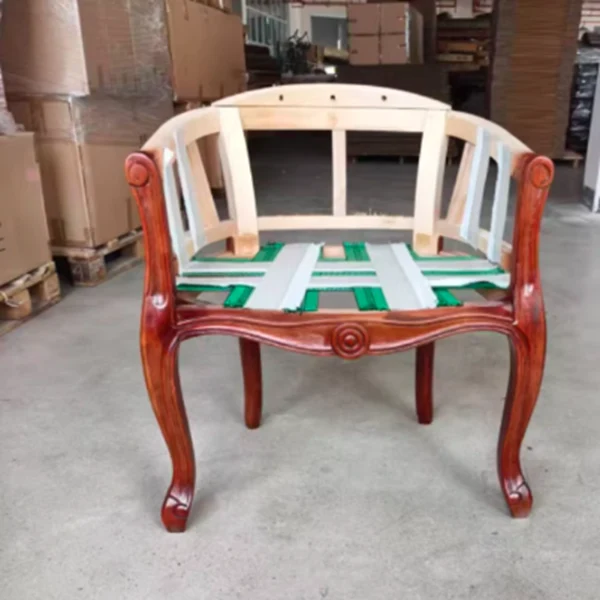 Traditional Vintage Square Linen Oil-waxed Leather Solid Wood Sponge Upholstery Accent Chair Backrest Armrest For Living Room