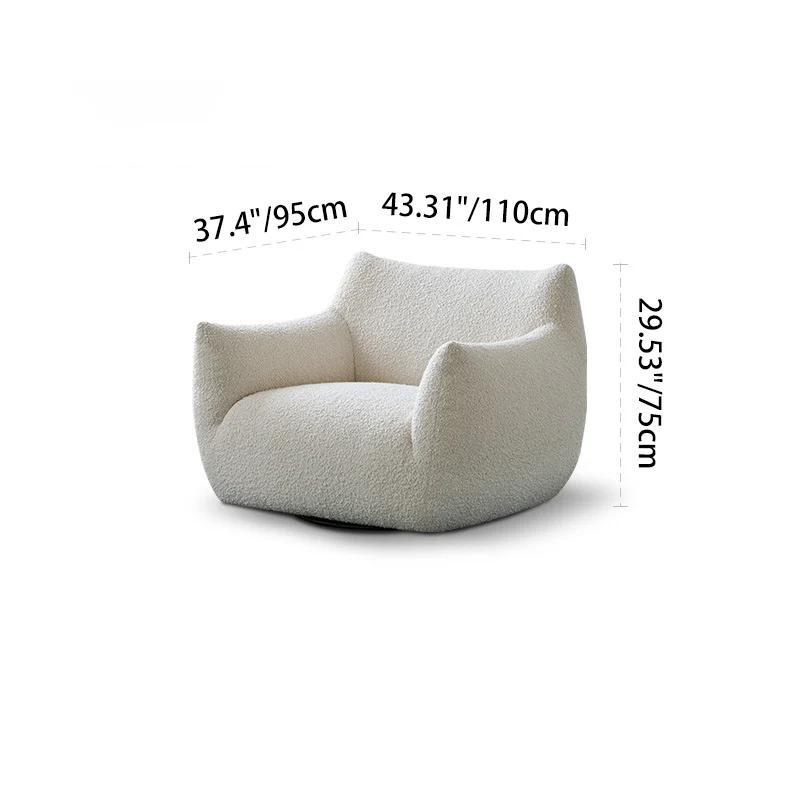 Modern Minimalist Totoro-Inspired Sherpa Fabric Pine Wood Sofa Backrest Armrest For Living Room