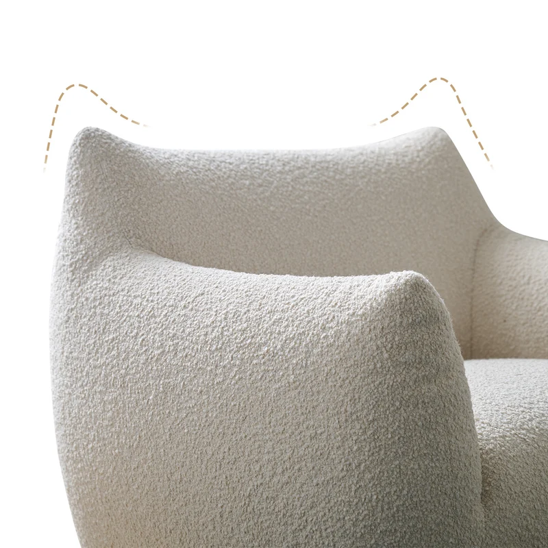 Modern Minimalist Totoro-Inspired Sherpa Fabric Pine Wood Sofa Backrest Armrest For Living Room