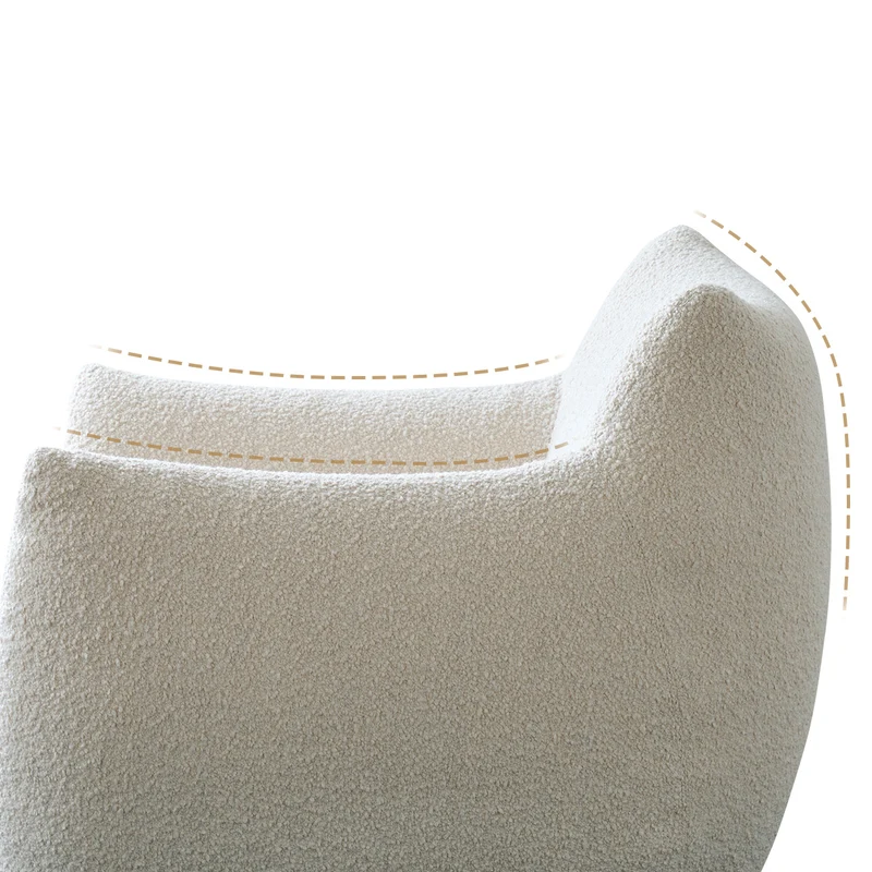 Modern Minimalist Totoro-Inspired Sherpa Fabric Pine Wood Sofa Backrest Armrest For Living Room