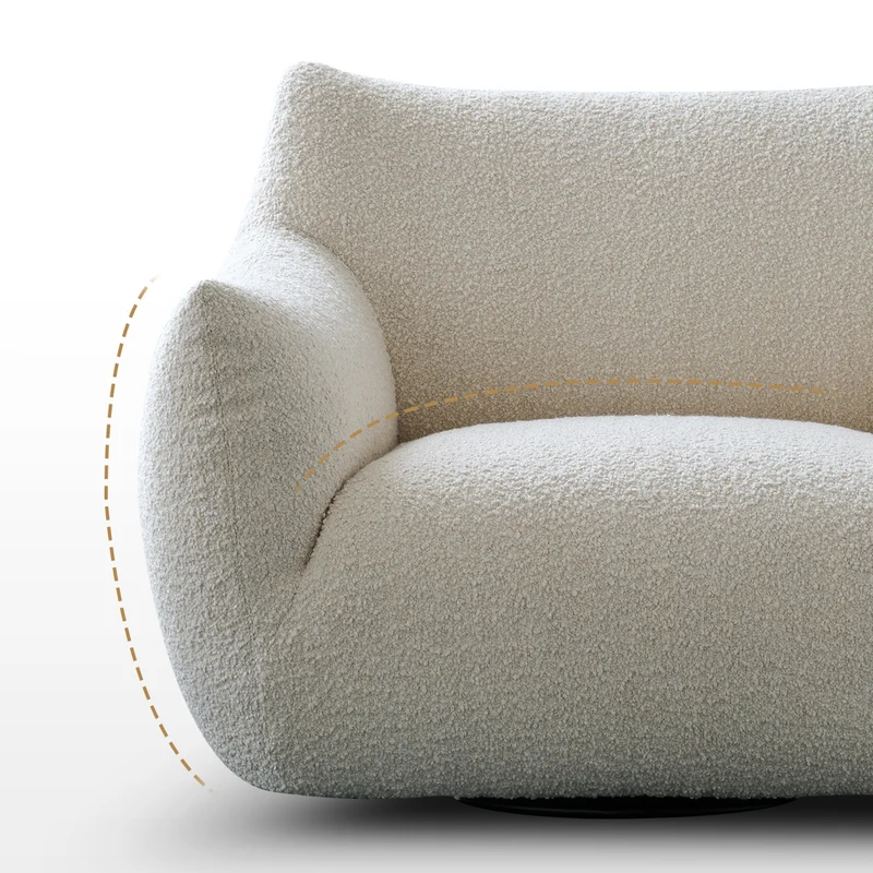 Modern Minimalist Totoro-Inspired Sherpa Fabric Pine Wood Sofa Backrest Armrest For Living Room