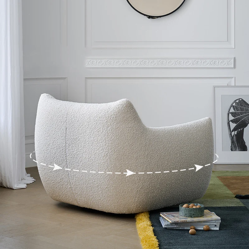 Modern Minimalist Totoro-Inspired Sherpa Fabric Pine Wood Sofa Backrest Armrest For Living Room