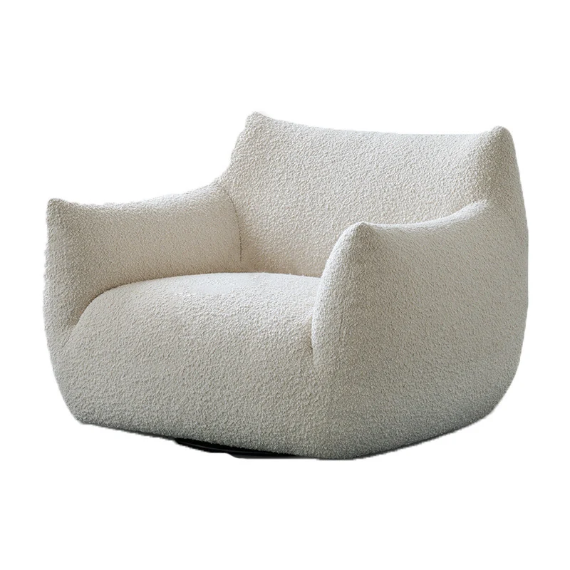 Modern Minimalist Totoro-Inspired Sherpa Fabric Pine Wood Sofa Backrest Armrest For Living Room