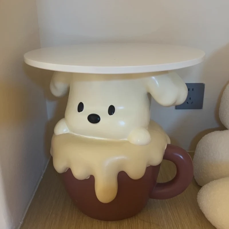 Contemporary Creative Kids Dog Shape MDF Resin Nightstand 1-Tier For Bedroom