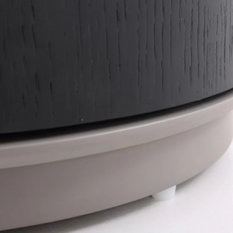 Modern Minimalist Smoked Wood Nightstand - High-Quality Round Design Bedside Table 2-Cabinet For Bedroom & Living Room