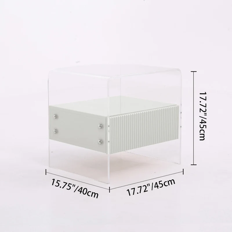 Transparent Acrylic Nightstand - Minimalist Sturdy U-Shaped Support Legs Bedside Table 1-Drawer For Bedroom & Living Room