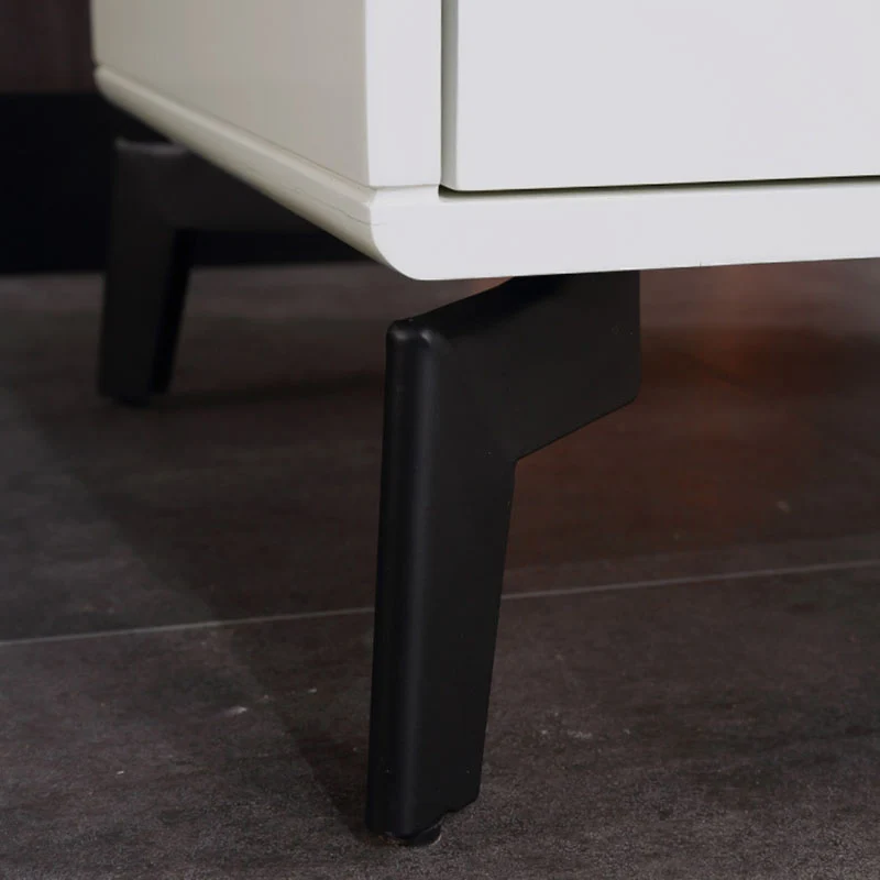Modern Minimalist Carbon Steel Frame Nightstand - Lacquered Veneered Plywood 2-Drawers Bedside Table For Bedroom