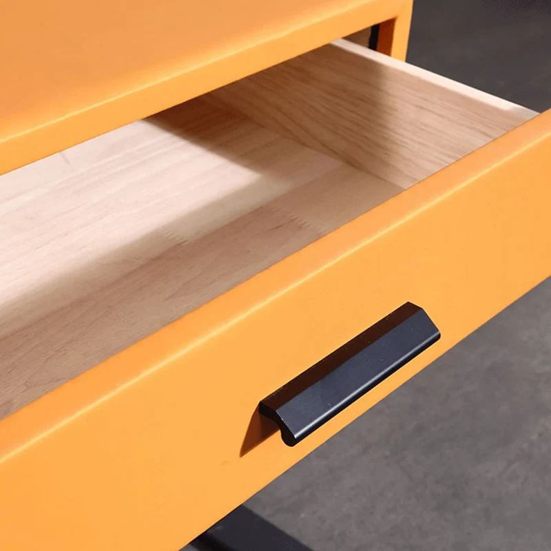 Contemporary Industrial X-Shaped Bedside Table - Veneered Plywood 1-Drawer Nightstand For Bedroom