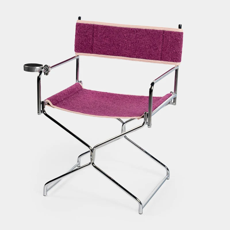 Art Deco Inspired Woven Folding Director’s Chair - Retro Plaid Fabric Portable Accent Chair For Outdoor Patio