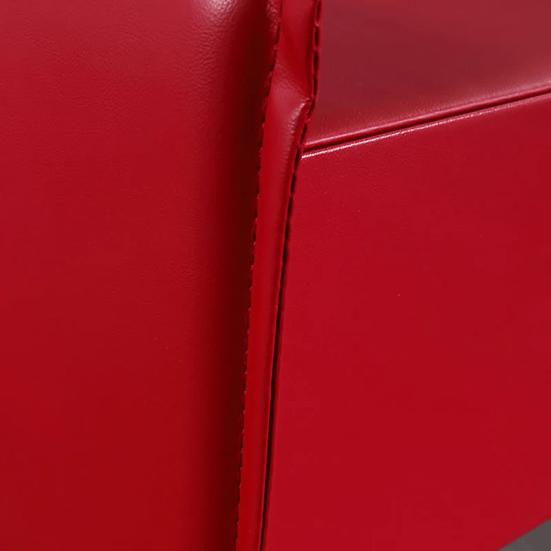 Contemporary Scandinavian Red Faux Leather Nightstand - Square 1-Drawer Bedside Table For Bedroom