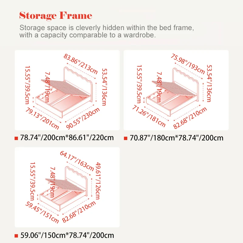 Wavy Paint-Free Solid Wood Bed Frame - Beige Linen French Design For Your Bedroom
