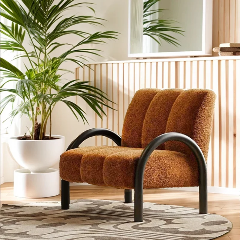 Contemporary Nordic Square Rectangular Pine Wood Carbon Steel Chenille Fabric Accent Chair Backrest Armrest For Living Room