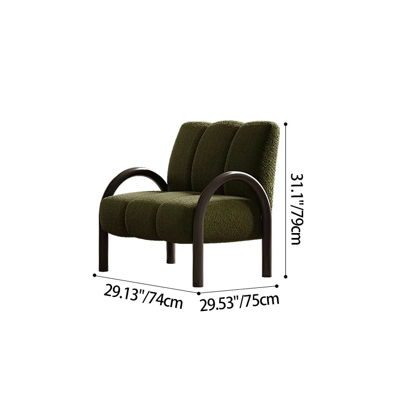 Contemporary Nordic Square Rectangular Pine Wood Carbon Steel Chenille Fabric Accent Chair Backrest Armrest For Living Room