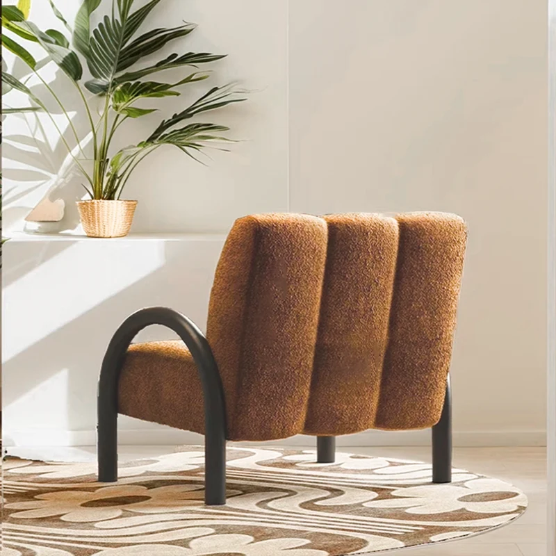 Contemporary Nordic Square Rectangular Pine Wood Carbon Steel Chenille Fabric Accent Chair Backrest Armrest For Living Room