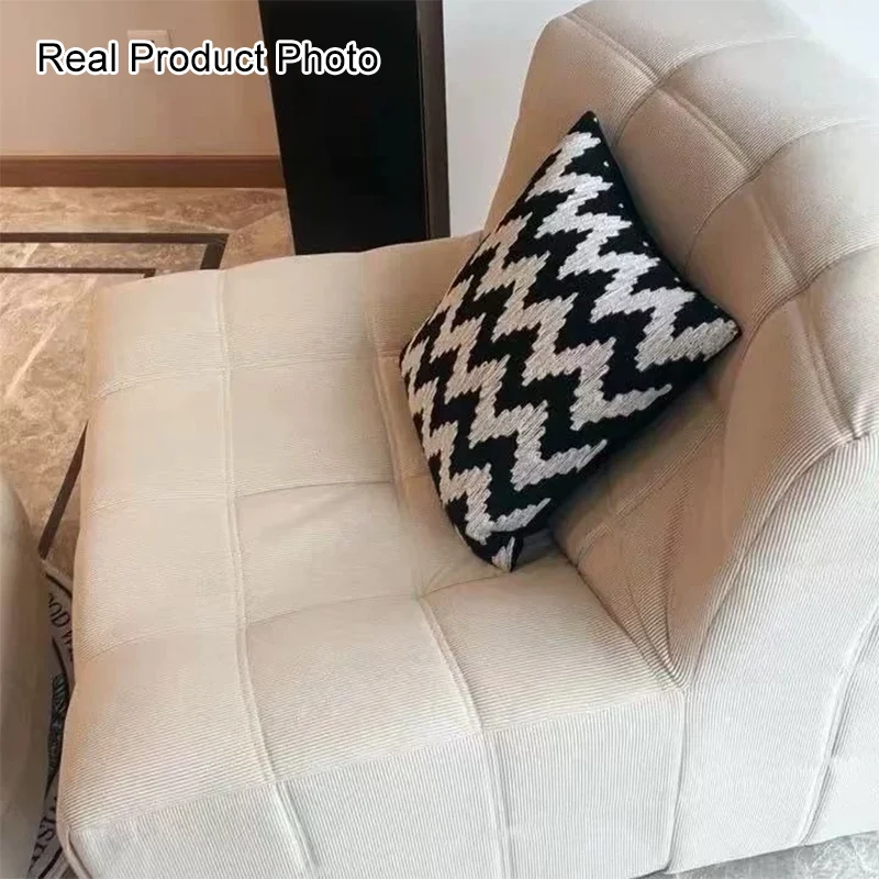 Modern Minimalist Corduroy Faux Leather Rectangular Accent Chair Backrest Armless For Living Room