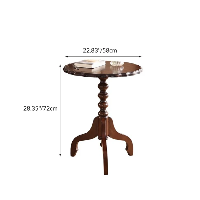 Traditional European Round Plywood Rubberwood Side Table For Living Room