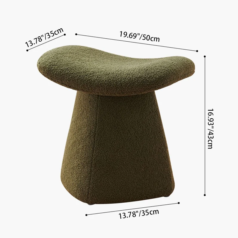 Contemporary Scandinavian Square Faux Shearling Plywood Kids Low Stool For Living Room