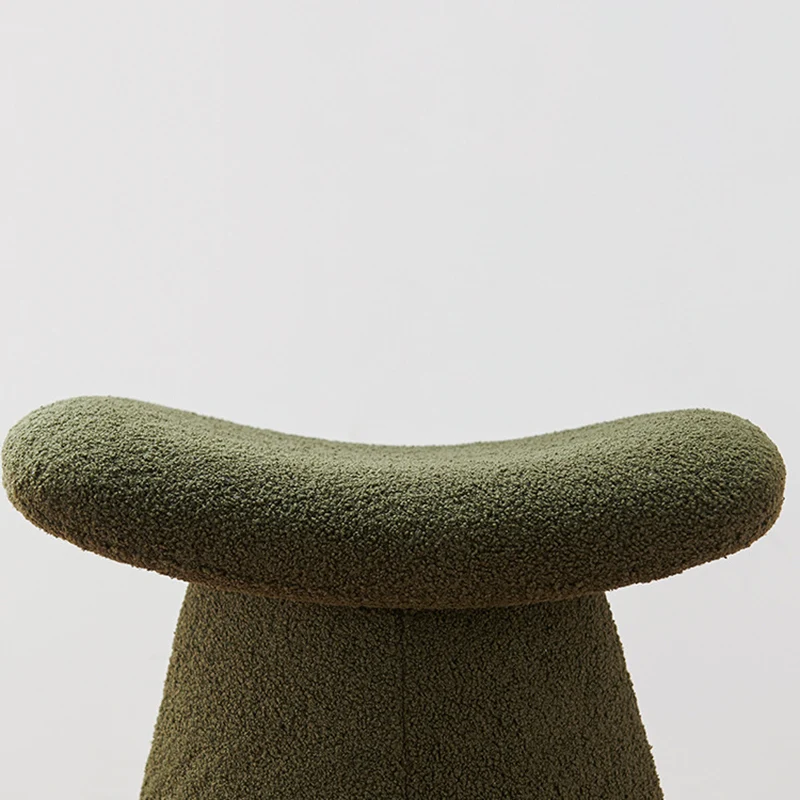 Contemporary Scandinavian Square Faux Shearling Plywood Kids Low Stool For Living Room
