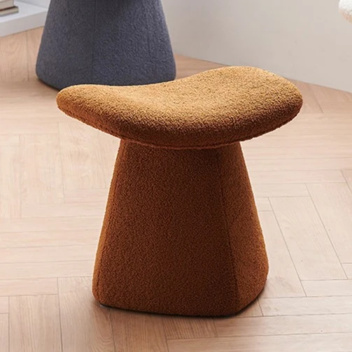 Contemporary Scandinavian Square Faux Shearling Plywood Kids Low Stool For Living Room