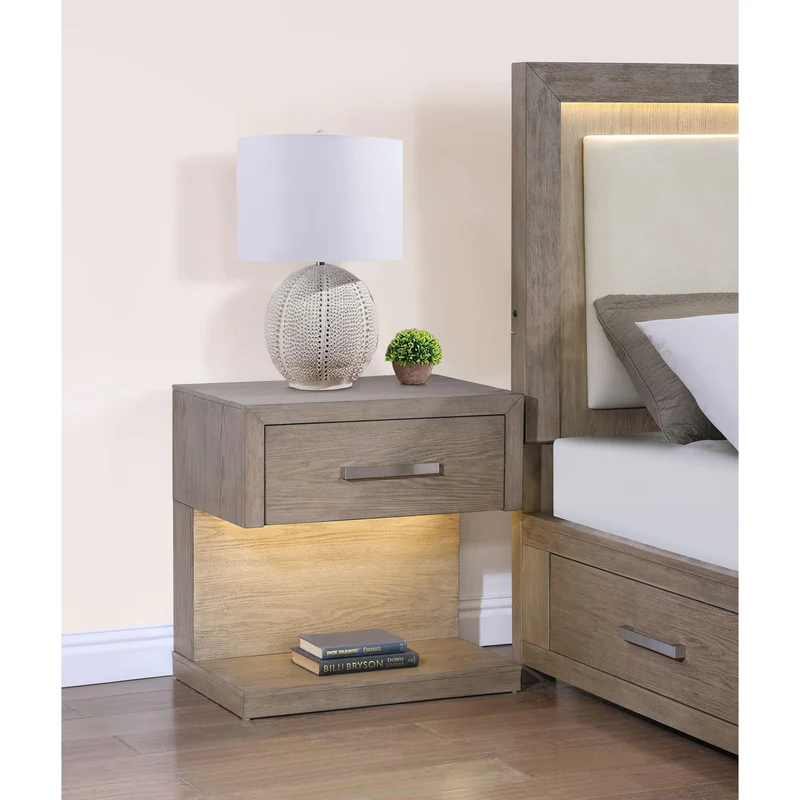Coaster Furniture Kenora 224852 1-Drawer Nightstand Bedside Table - Barley Brown