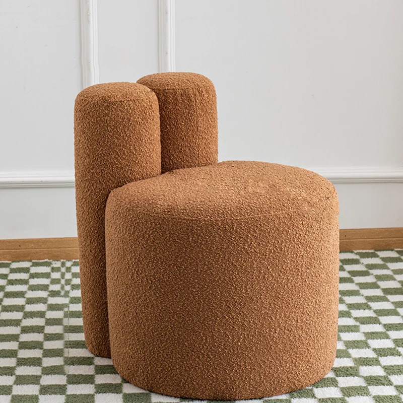 Contemporary Scandinavian Round Fleece Pine Wood Backrest Accent Chair For Living Room
